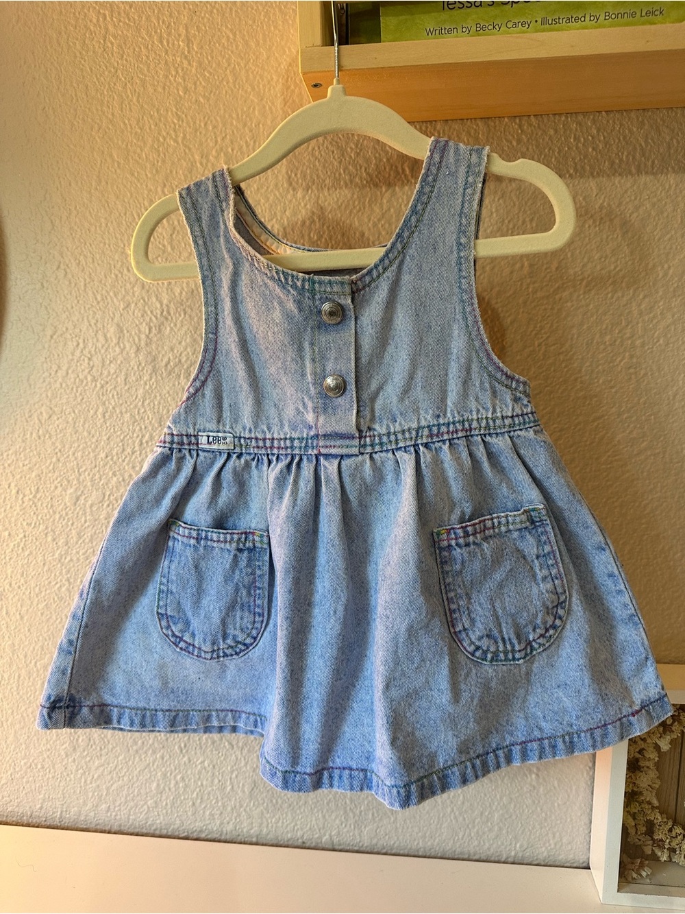 Vintage Lee Light Blue Denim Kids Overalls Dress